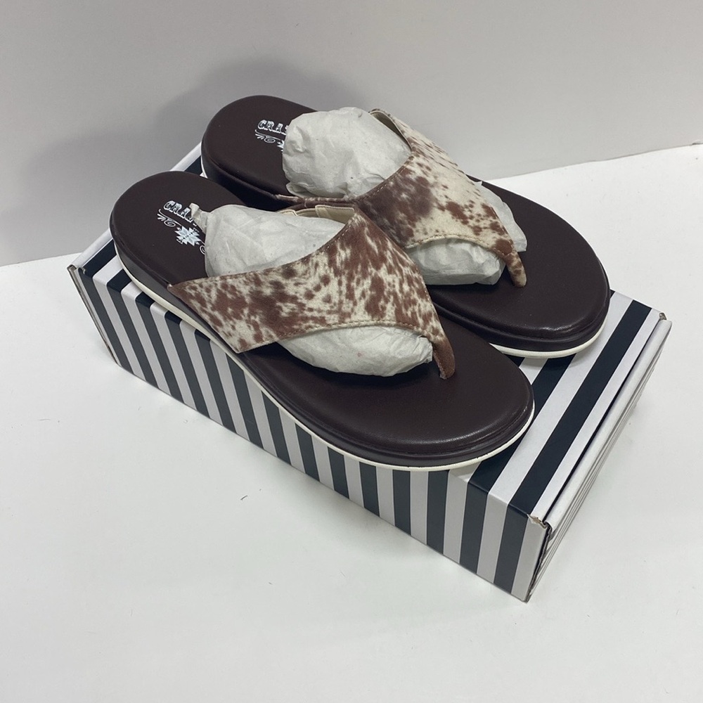Crazy Train Cowhide Print Sandals multi-sizes available